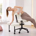 Chaise de bureau ergonomique à pattes croisées avec support lombaire, chaise de méditation pivotante à 360°
