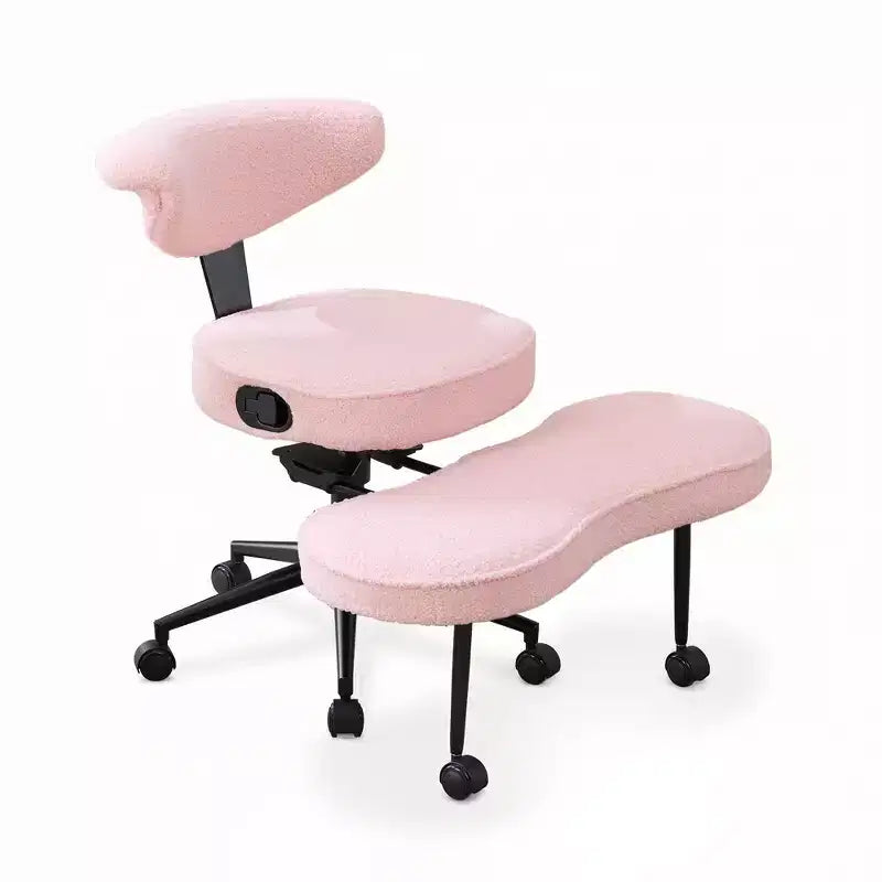 Chaise de bureau ergonomique à pattes croisées avec support lombaire, chaise de méditation pivotante à 360°