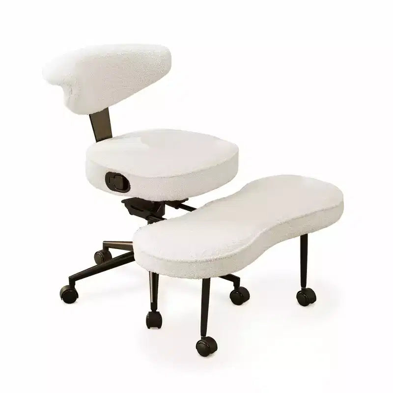 Chaise de bureau ergonomique à pattes croisées avec support lombaire, chaise de méditation pivotante à 360°