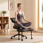 Chaise de bureau ergonomique à pattes croisées avec support lombaire, chaise de méditation pivotante à 360°