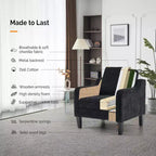 VINGLI Chaises de salon, fauteuil d'appoint noir, coussin d'assise de 14 cm d'épaisseur, chaise confortable en chenille douce, fauteuil tapissé.