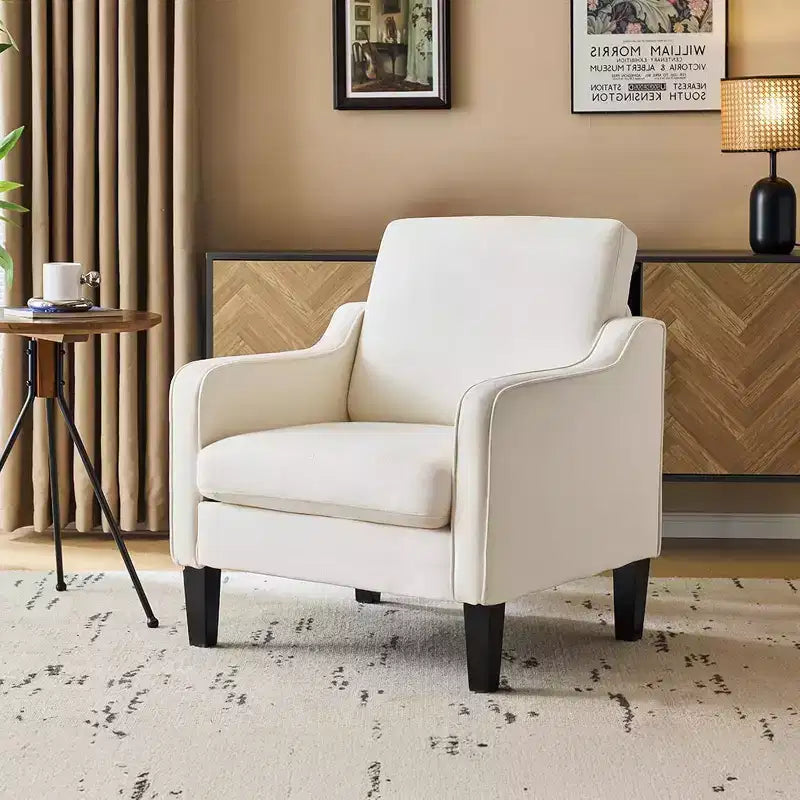 VINGLI Chaises de salon, fauteuil d'appoint noir, coussin d'assise de 14 cm d'épaisseur, chaise confortable en chenille douce, fauteuil tapissé.