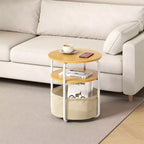 Table d'appoint ronde à 3 niveaux avec panier de rangement, table de chevet petite, de 60 cm de hauteur, pour salon, chambre à coucher