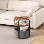 Table d'appoint ronde à 3 niveaux avec panier de rangement, table de chevet petite, de 60 cm de hauteur, pour salon, chambre à coucher