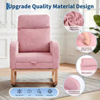 Fauteuil à bascule de puériculture avec repose-pieds réglable – Rocker planeur capitonné avec poche latérale pour salon, chambre, chambre de bébé