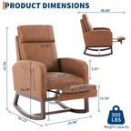 Fauteuil à bascule de puériculture avec repose-pieds réglable – Rocker planeur capitonné avec poche latérale pour salon, chambre, chambre de bébé