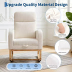 Fauteuil à bascule de puériculture avec repose-pieds réglable – Rocker planeur capitonné avec poche latérale pour salon, chambre, chambre de bébé