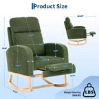 Fauteuil à bascule de puériculture avec repose-pieds réglable – Rocker planeur capitonné avec poche latérale pour salon, chambre, chambre de bébé