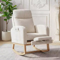 Nursery Rocking Chair with Adjustable Footrest - Tufted Upholstered Glider Rocker with Side Pocket for Living Room, Bedroom, Baby Nursery