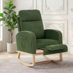 Fauteuil à bascule de puériculture avec repose-pieds réglable – Rocker planeur capitonné avec poche latérale pour salon, chambre, chambre de bébé