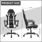 Chaise de jeu avec repose-pieds, chaise d'ordinateur ergonomique avec appuie-tête et support lombaire, chaise de jeu respirante et réglable en hauteur pour la maison et le bureau