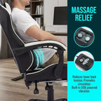 Chaise de jeu avec repose-pieds, chaise d'ordinateur ergonomique avec appuie-tête et support lombaire, chaise de jeu respirante et réglable en hauteur pour la maison et le bureau