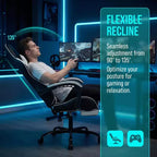 Chaise de jeu avec repose-pieds, chaise d'ordinateur ergonomique avec appuie-tête et support lombaire, chaise de jeu respirante et réglable en hauteur pour la maison et le bureau
