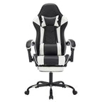 Chaise de jeu avec repose-pieds, chaise d'ordinateur ergonomique avec appuie-tête et support lombaire, chaise de jeu respirante et réglable en hauteur pour la maison et le bureau