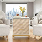GDFStudio Ellery Table de chevet moderne à 3 tiroirs avec cadre en métal