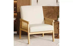 Fauteuil d'appoint en cuir PU GustoWave - Fauteuil en rotin avec accoudoirs et pieds en bois, chaise de lecture rembourrée pour salon/chambre/salle de lecture