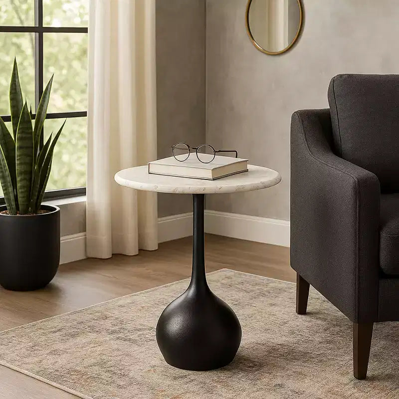 Table d'appoint en marbre pour la décoration intérieure - Petite table décorative pour table de chevet de chambre à coucher et décoration de salon