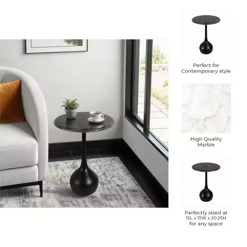 Table d'appoint en marbre pour la décoration intérieure - Petite table décorative pour table de chevet de chambre à coucher et décoration de salon