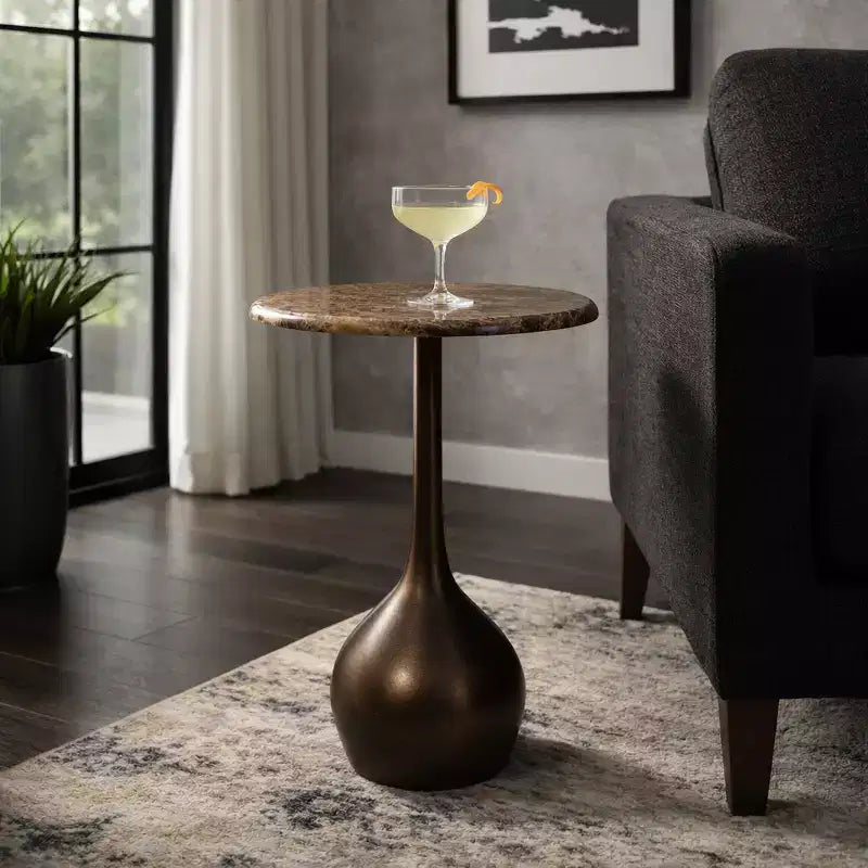 Table d'appoint en marbre pour la décoration intérieure - Petite table décorative pour table de chevet de chambre à coucher et décoration de salon