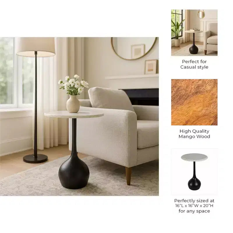 Table d'appoint en marbre pour la décoration intérieure - Petite table décorative pour table de chevet de chambre à coucher et décoration de salon