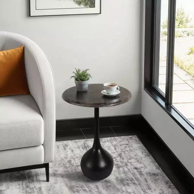 Table d'appoint en marbre pour la décoration intérieure - Petite table décorative pour table de chevet de chambre à coucher et décoration de salon