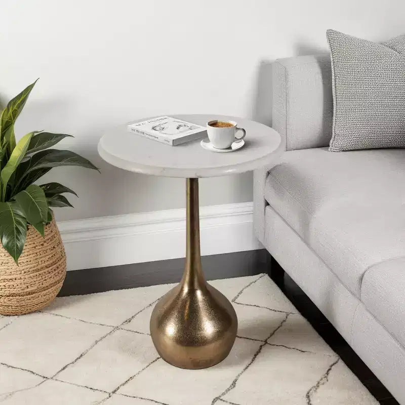 Table d'appoint en marbre pour la décoration intérieure - Petite table décorative pour table de chevet de chambre à coucher et décoration de salon