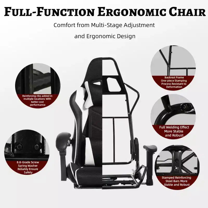Chaise de jeu en cuir PU avec dossier inclinable et repose-pieds rétractable, chaise de bureau pivotante à dossier haut pour joueurs et bureau à domicile - Panipeachy