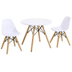 Costway Kids Table & 2 Chairs Set Solid Construction Mid-Century Dining Table Toddler
