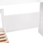 Lit superposé en L Luxystar avec trois couchages (deux lits superposés jumeaux et un lit double), tiroirs, bureau, étagères et armoire