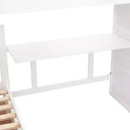 Lit superposé en L Luxystar avec trois couchages (deux lits superposés jumeaux et un lit double), tiroirs, bureau, étagères et armoire