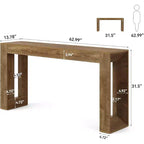 Console en bois de ferme Lantine de 160 cm de long, pour salon, entrée, couloir, foyer, marron