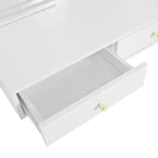 Coiffeuse flottante GDFStudio Silas avec miroir, éclairage 3 couleurs et prise de courant