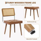 Chaise de salle à manger moderne en rotin - Siège rembourré doux, dossier haut en canne, pieds en bois massif - Chaise d'appoint robuste pour salle à manger, cuisine ou restaurant