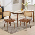 Chaise de salle à manger moderne en rotin - Siège rembourré doux, dossier haut en canne, pieds en bois massif - Chaise d'appoint robuste pour salle à manger, cuisine ou restaurant