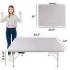 Table de jeu pliante en rotin d'extérieur Whisen 4ft, Table de cartes portable en plastique étanche pour terrasse, Table de banquet pliante haute capacité de charge