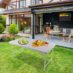 Table de jeu pliante en rotin d'extérieur Whisen 4ft, Table de cartes portable en plastique étanche pour terrasse, Table de banquet pliante haute capacité de charge
