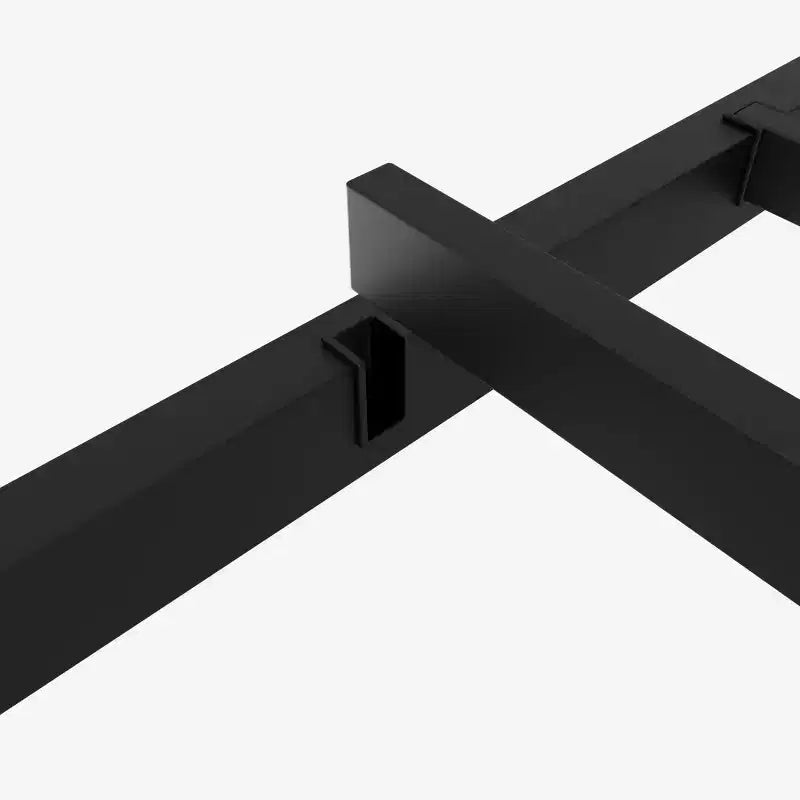 Cadre de lit plateforme en métal, taille double, avec tête et pied de lit au design poing, rangement sous le lit