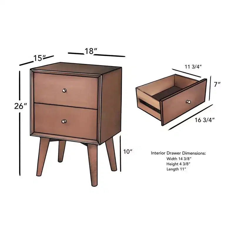Table de chevet Flynn, Châtaigne