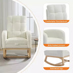 Fauteuil à bascule moderne pour chambre d'enfant, fauteuil à bascule en lin avec port USB et pochette latérale, fauteuil à bascule planeur pour salon, chambre à coucher, salle d'allaitement