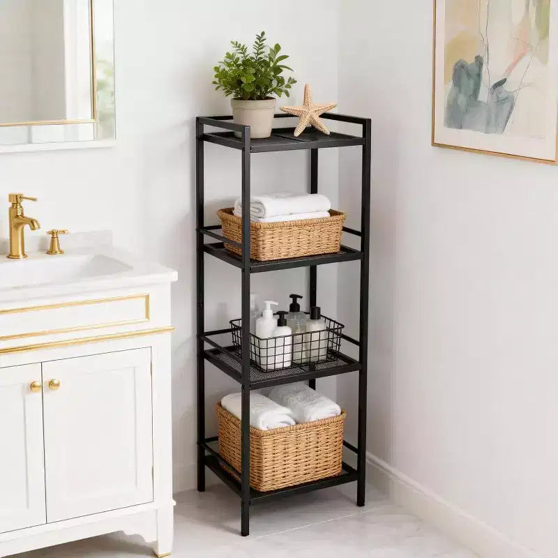 Étagère autoportante en métal à 3/4 niveaux, étagère de rangement multifonctionnelle, organisateur peu encombrant pour salle de bain, salon, chambre, cuisine