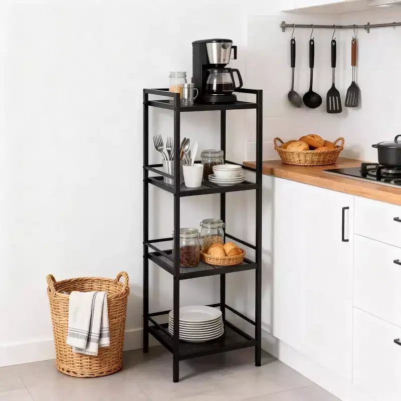 Étagère autoportante en métal à 3/4 niveaux, étagère de rangement multifonctionnelle, organisateur peu encombrant pour salle de bain, salon, chambre, cuisine