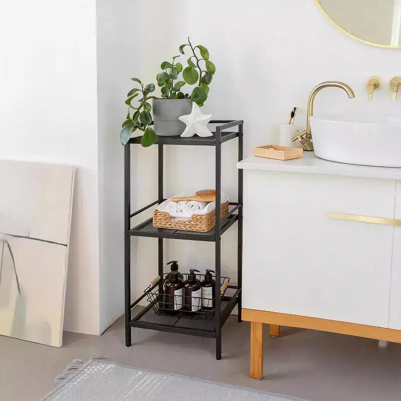 Étagère autoportante en métal à 3/4 niveaux, étagère de rangement multifonctionnelle, organisateur peu encombrant pour salle de bain, salon, chambre, cuisine