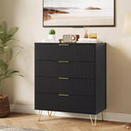 Armoire de chambre à quatre tiroirs - armoire à motifs ondulés, armoire de rangement moderne sur pied, table de chevet fine