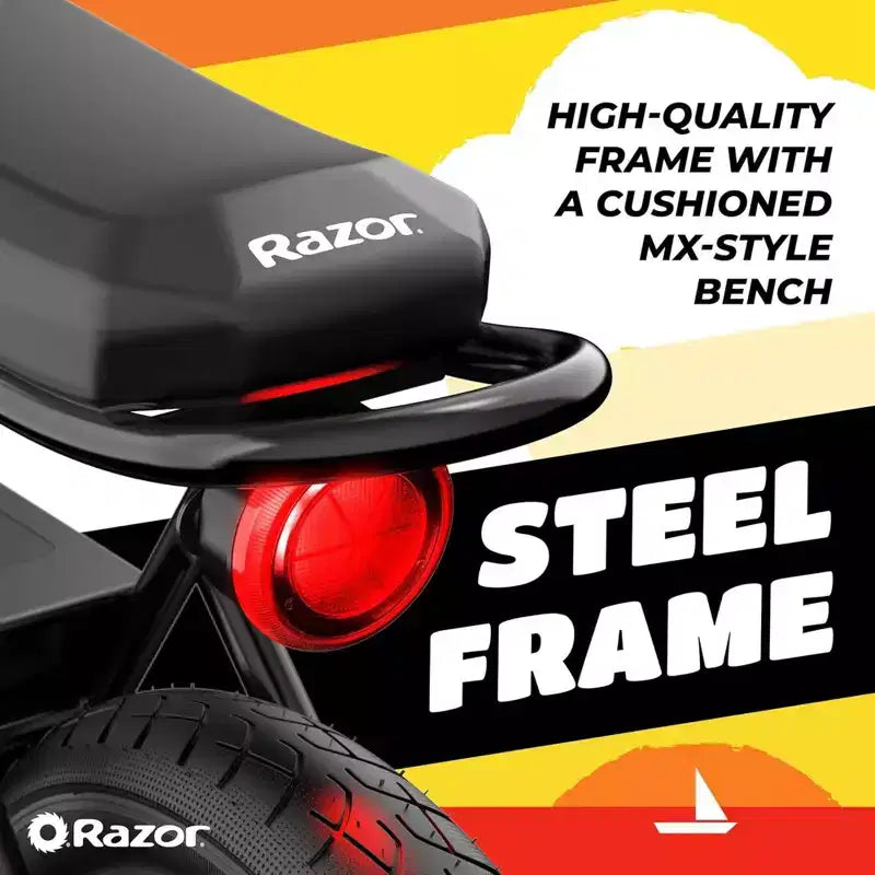 Mini-moto électrique Rétro Razor Rambler 16 avec moteur 350W et batterie 36V, noire