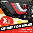 Mini-moto électrique Rétro Razor Rambler 16 avec moteur 350W et batterie 36V, noire