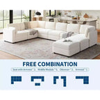 Canapé d'angle modulable 128", 9 places en forme de L avec 2 poufs de rangement, canapé-lit moderne avec housses amovibles et lavables et oreillers