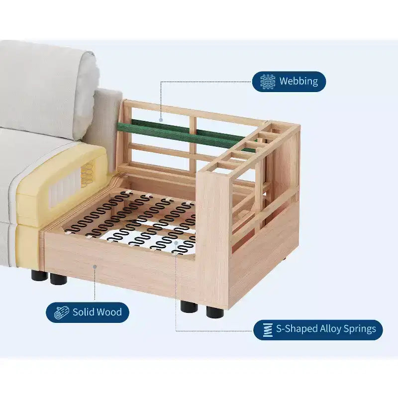 Canapé d'angle modulable 128", 9 places en forme de L avec 2 poufs de rangement, canapé-lit moderne avec housses amovibles et lavables et oreillers