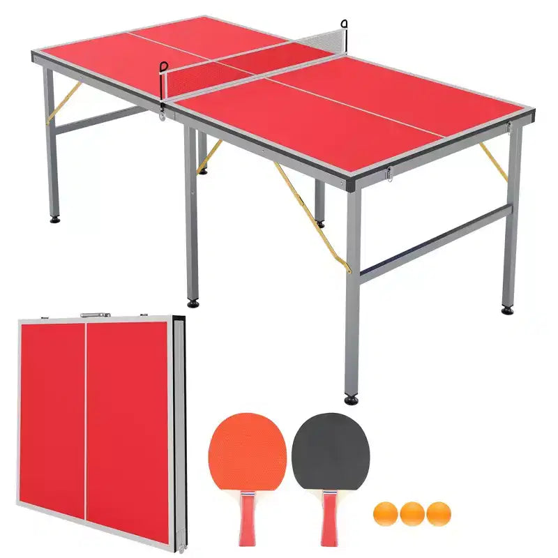 Table de ping-pong portable, 183x91 cm, professionnelle, pour intérieur/extérieur, avec filet, 2 raquettes et 3 balles, pour adultes/adolescents