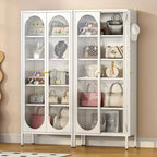 Bekrvio Armoire à chaussures haute en métal à 9 niveaux avec portes en verre, étagère à chaussures autoportante robuste avec étagères réglables, 2736 paires