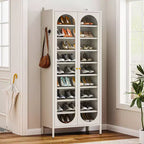 Bekrvio Armoire à chaussures haute en métal à 9 niveaux avec portes en verre, étagère à chaussures autoportante robuste avec étagères réglables, 2736 paires